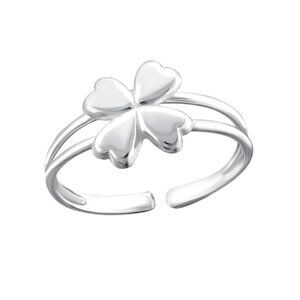 Sterling Silver Adjustable Clover Toe Ring